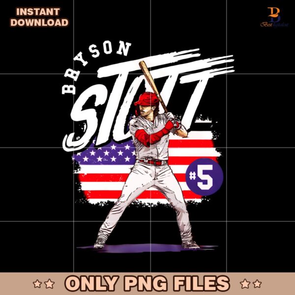 Bryson Stott Baseball Philadelphia Phillies American Flag 4Th Of July PNG