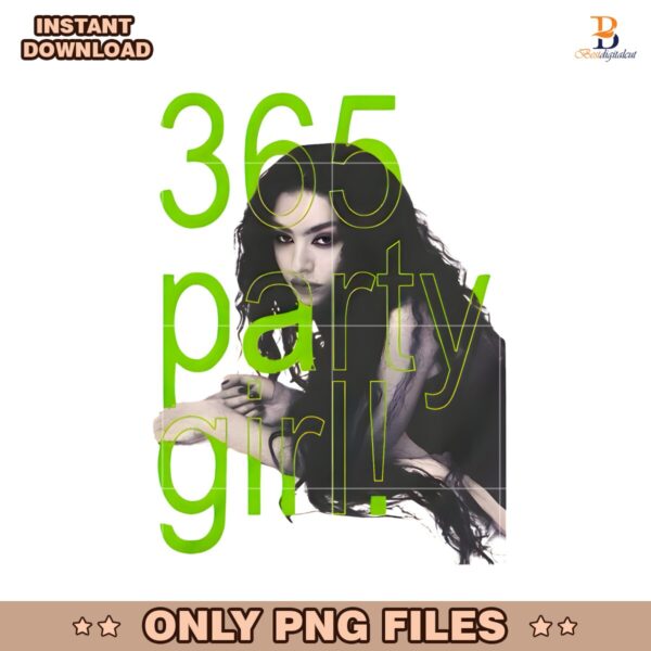 Charli Xcx 365 Party Girl Neon Green Typography PNG