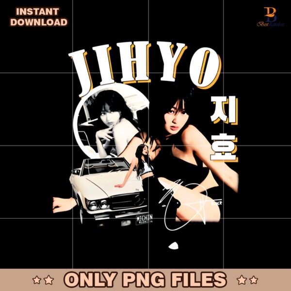 Jihyo Retro Car Collage Twice Kpop Fan Art PNG
