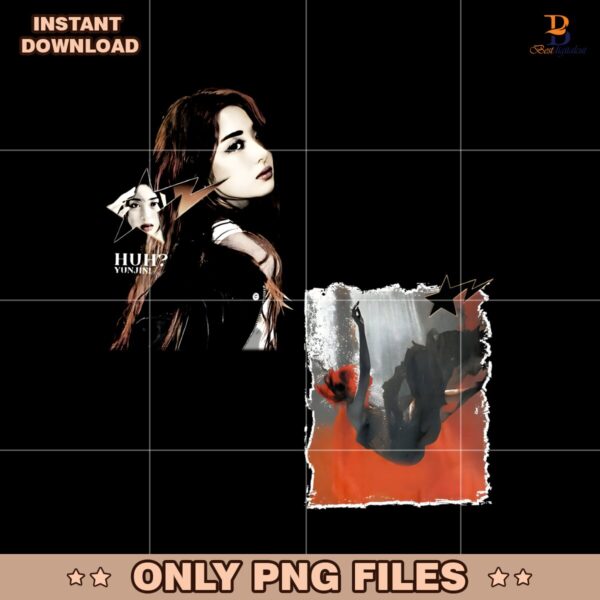 Le Sserafim Huh Yunjin Double Side Kpop Portrait PNG