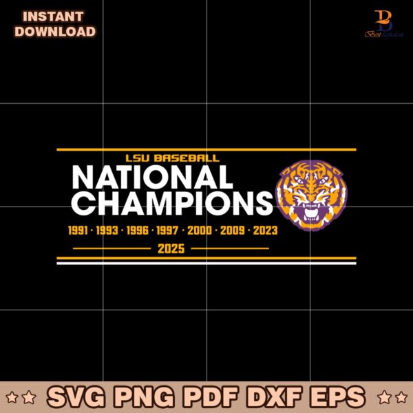 Lsu Baseball 8 Time National Champions Tiger Mascot SVG