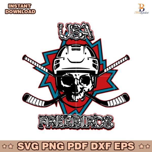 Lynyrd Skynyrd Usa Freebirds Patriotic Skull Hockey Fan SVG