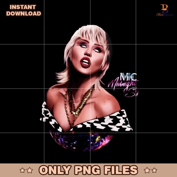 Miley Cyrus Midnight Sky Disco Glam Pop Art PNG
