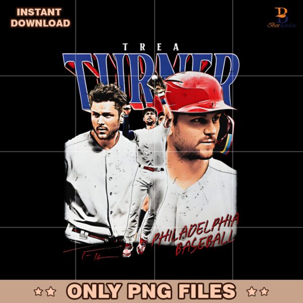 Trea Turner Philadelphia Baseball Retro Player Collage PNG
