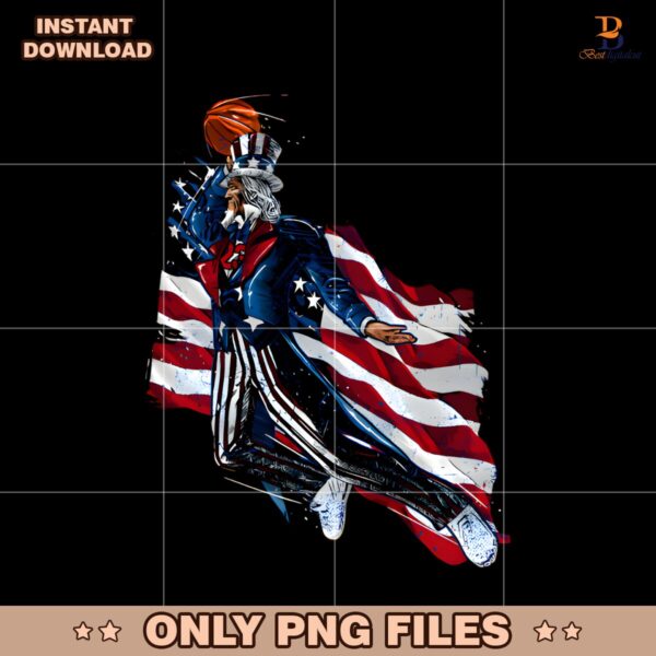 Uncle Sam Dunking Basketball American Flag 4Th Of July PNG